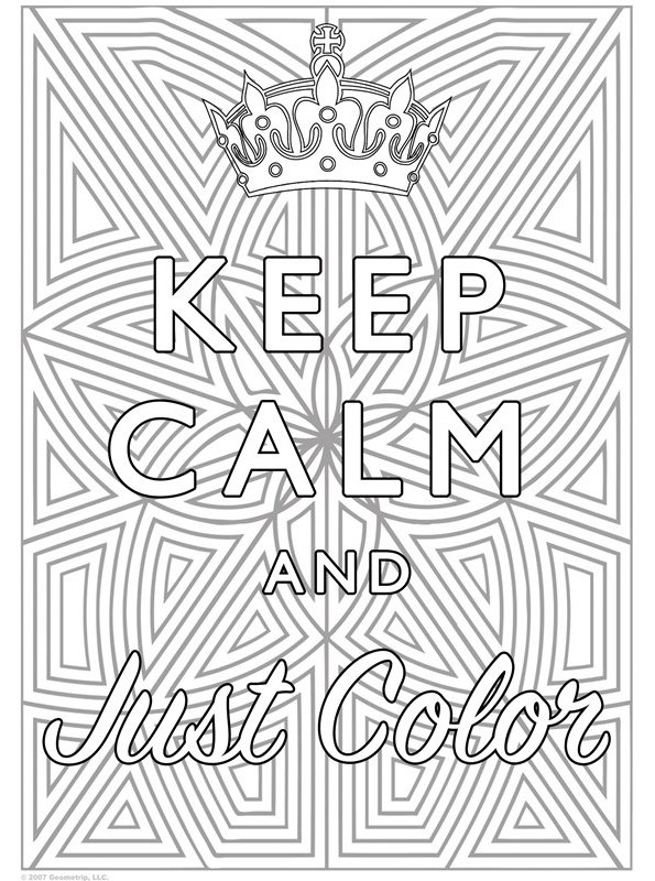 Print keep calm and color kleurplaat