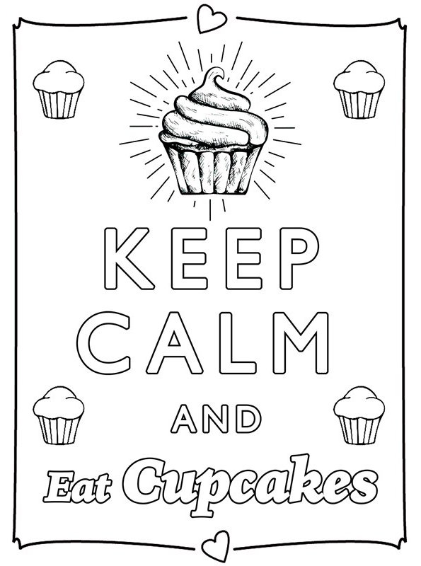 Print keep calm and eat cupcakes kleurplaat
