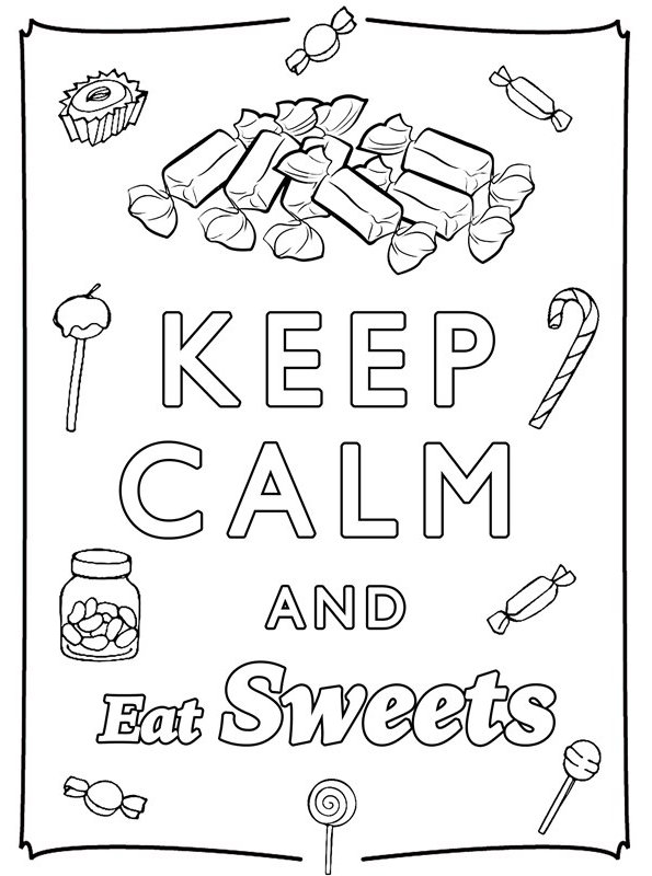 Print keep calm and eat sweets kleurplaat