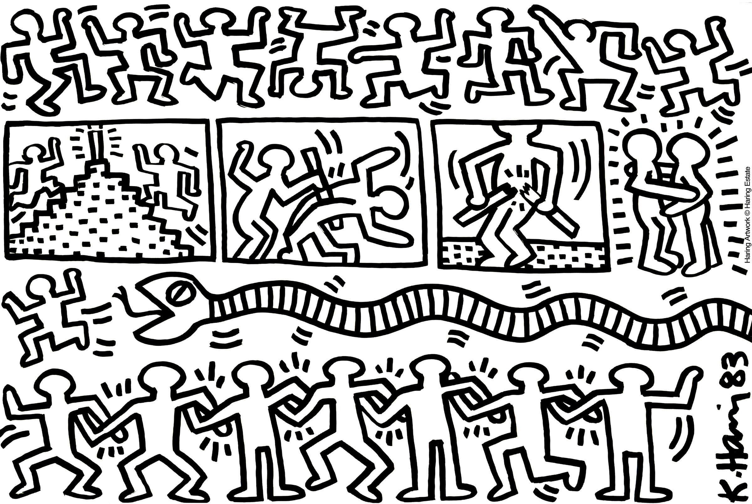 coloriage difficile keith haring