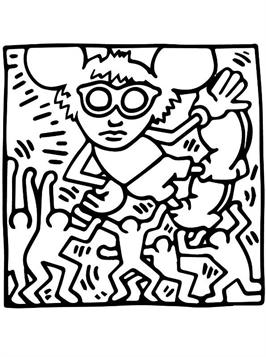 andy mouse, kleurplaat van Keith Haring