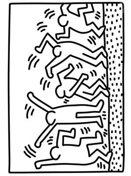 dancing figures, kleurplaat van Keith Haring