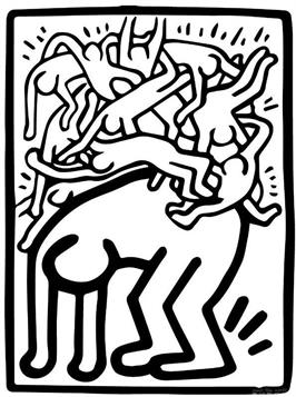 fight aids worldwide, kleurplaat van Keith Haring