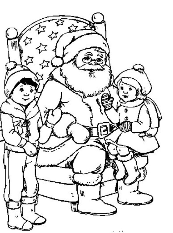 Print Kerstmis - de Kerstman kleurplaat