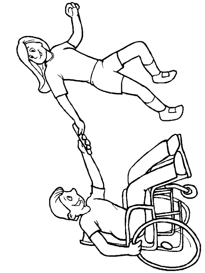 Samen trainen, kleurplaat van Kids met beperking