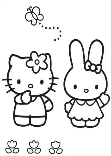 Hello Kitty 1, kleurplaat van Hello Kitty