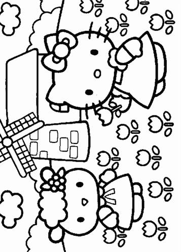 Hello Kitty 3, kleurplaat van Hello Kitty