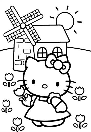 Hello Kitty 19, kleurplaat van Hello Kitty