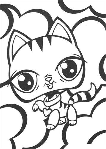 Dierenvriendje Poes 1, kleurplaat van Littlest Pet Shop (kleinste dierenwinkel)