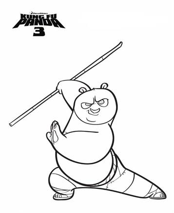 Po, kleurplaat van Kung Fu Panda 3