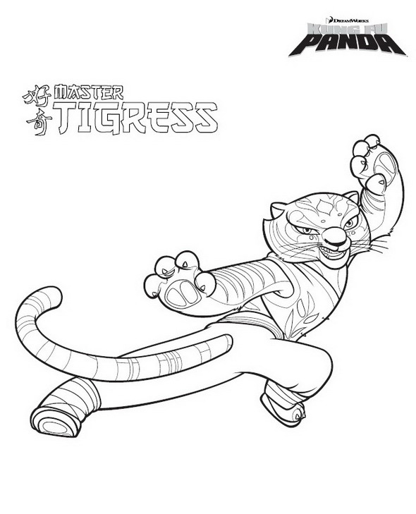 Print Kung Fu Panda Tigress kleurplaat