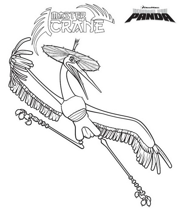 Print Kung Fu Panda Master Crane kleurplaat