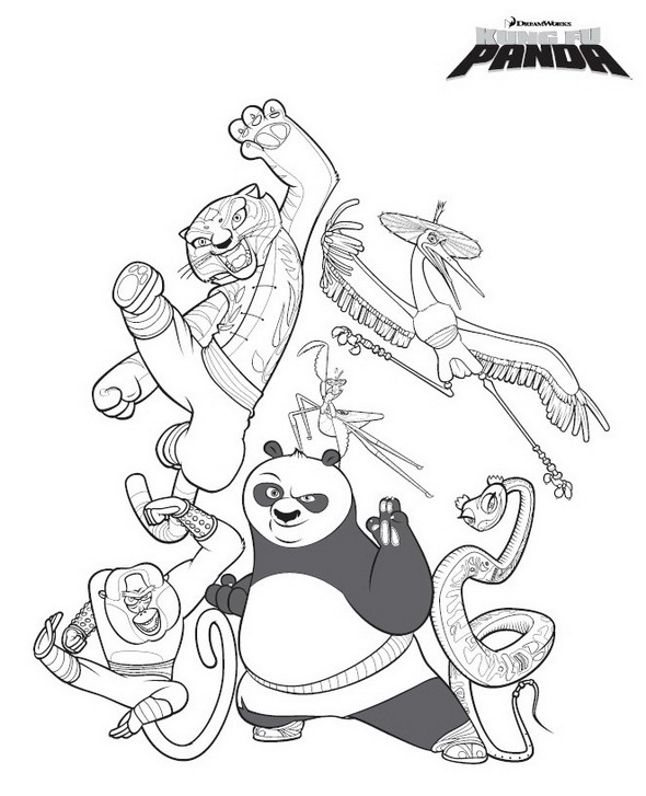 Print Kung Fu Panda kleurplaat