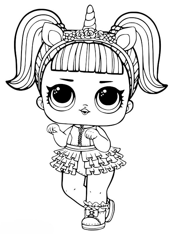 Unicorn, kleurplaat van L.O.L. Surprise dolls