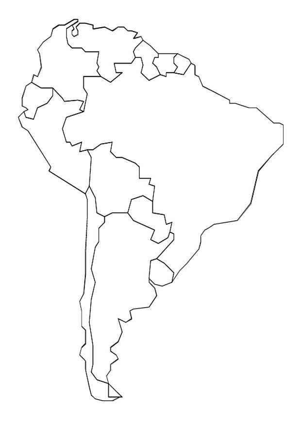 Print Landkaart Zuid Amerika kleurplaat