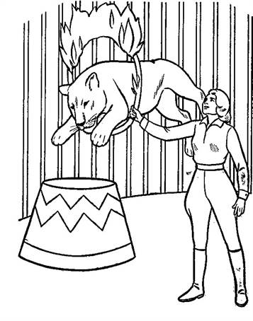 Circus leeuw 2, kleurplaat van Leeuwen