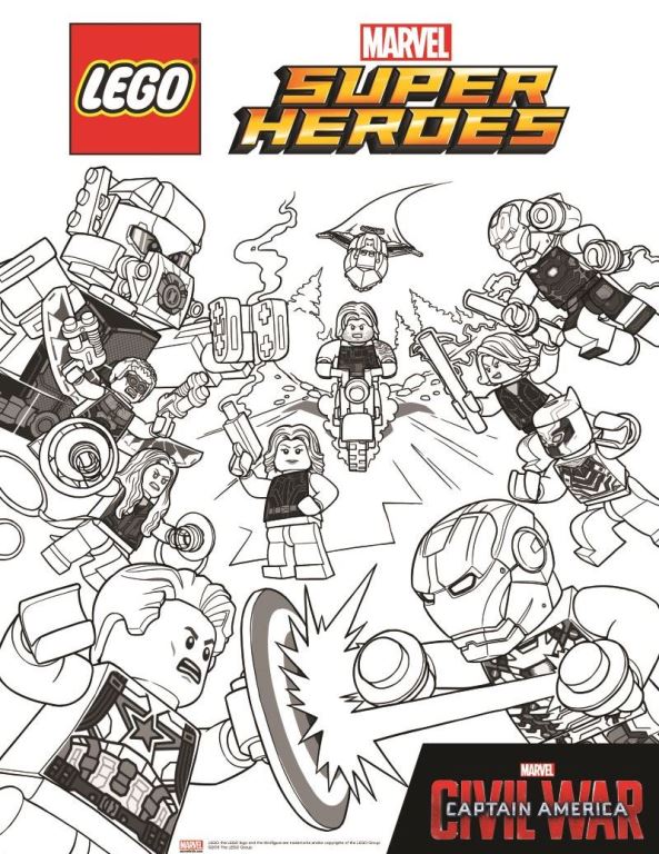 Avengers Civil War 2, kleurplaat van Lego Marvel Avengers