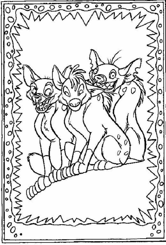 De hyena's 4, kleurplaat van Lion King of de Leeuwenkoning