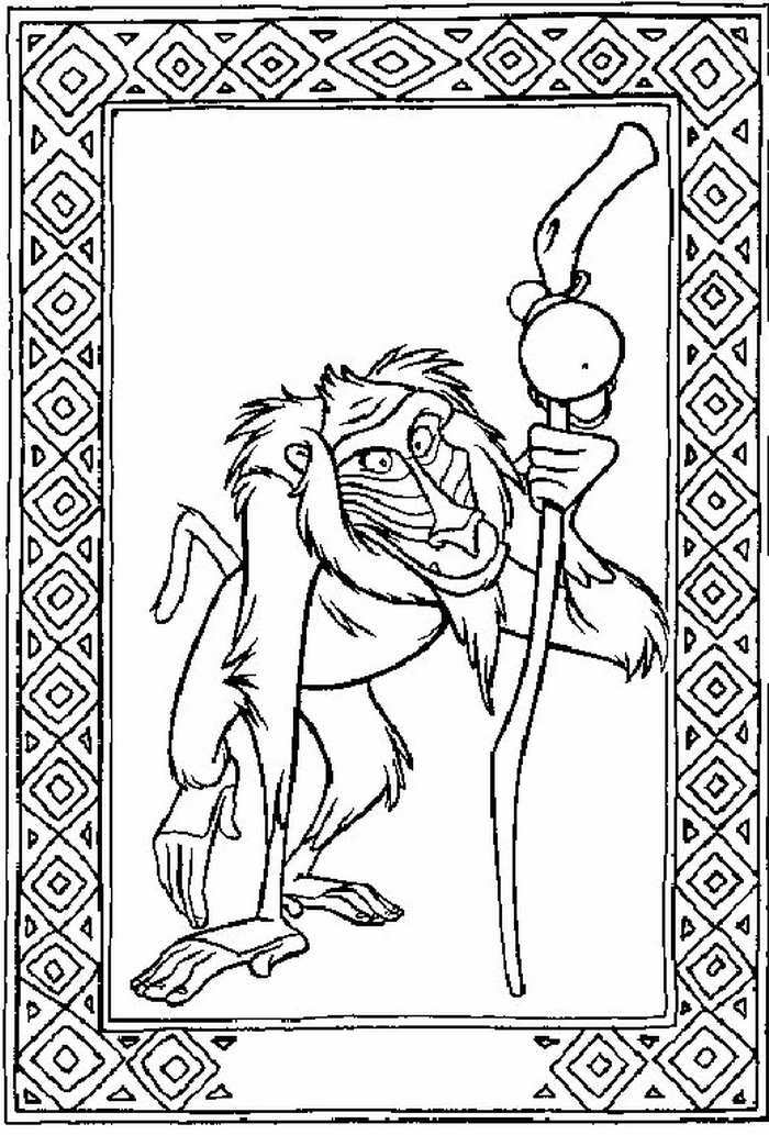 Rafiki, kleurplaat van Lion King of de Leeuwenkoning