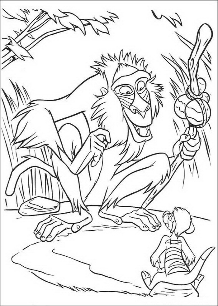 Rafiki praat met Timon 2, kleurplaat van Lion King of de Leeuwenkoning