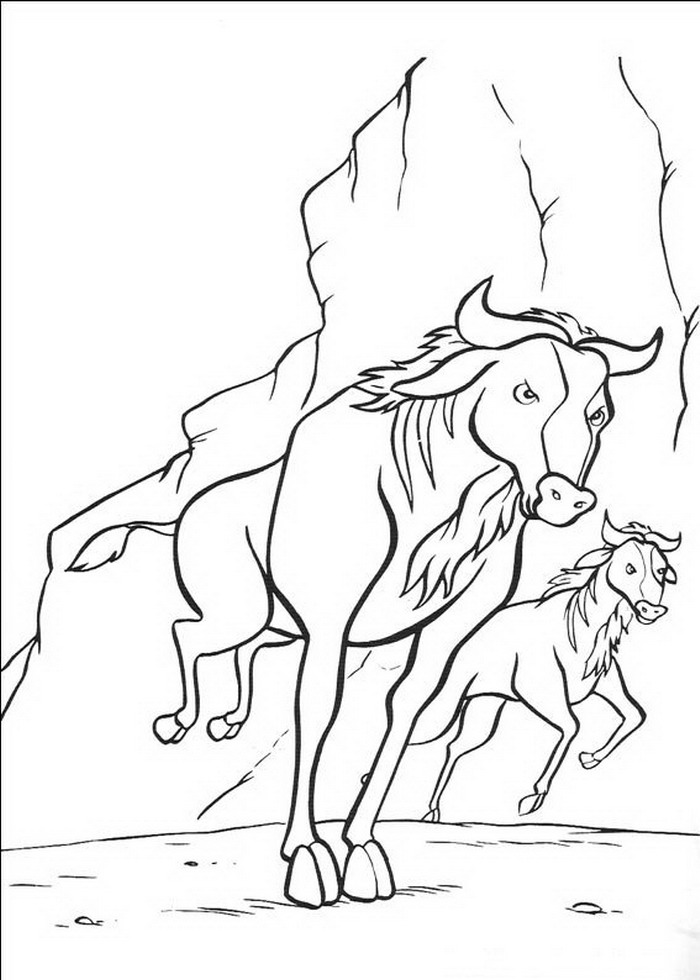 De kudde bizons op hol, kleurplaat van Lion King of de Leeuwenkoning