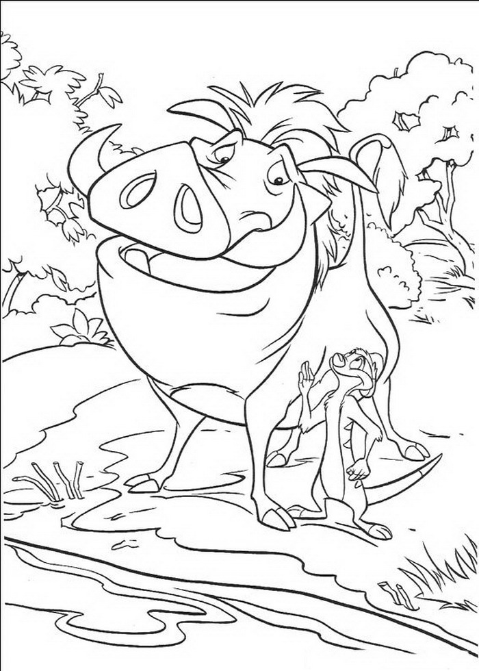 Timon en Pumba 4, kleurplaat van Lion King of de Leeuwenkoning