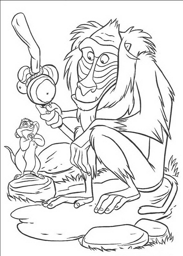Rafiki en mama van Timon, kleurplaat van Lion King of de Leeuwenkoning
