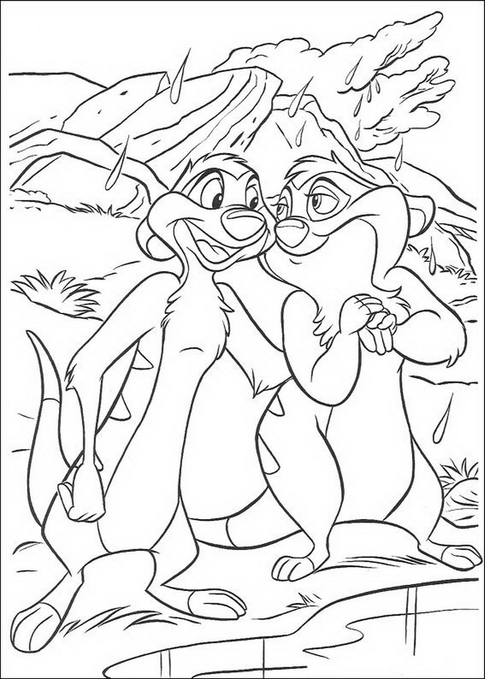 Timon en mama 1, kleurplaat van Lion King of de Leeuwenkoning