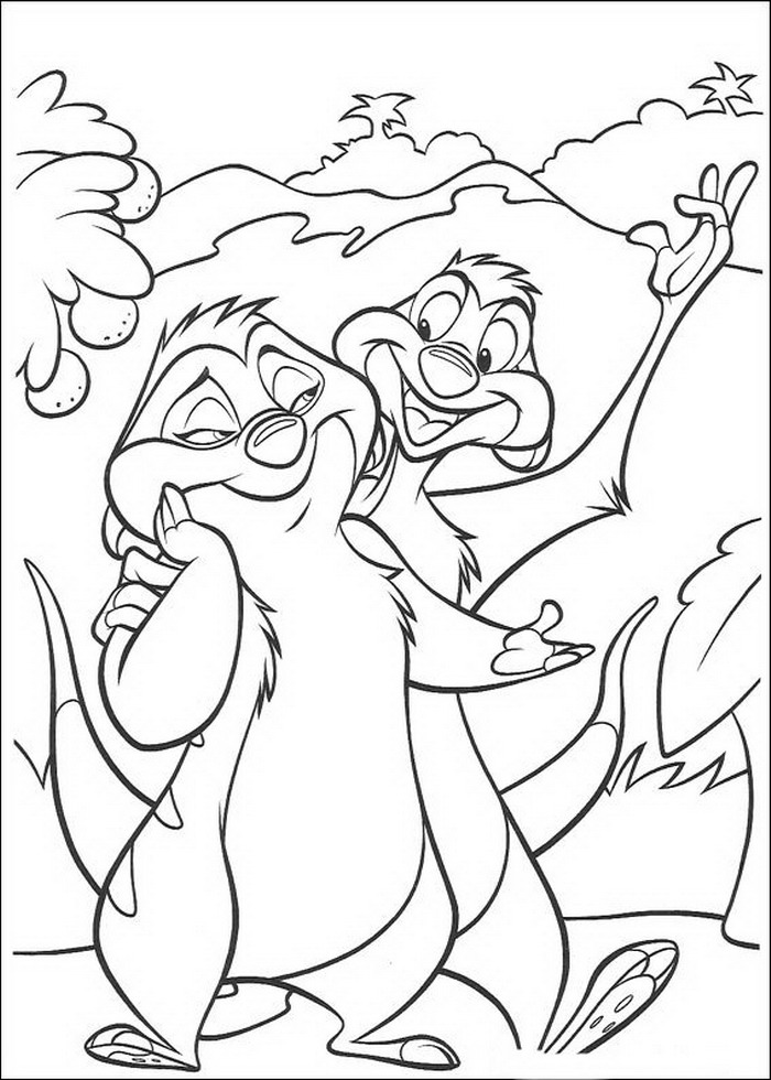 Timon en mama 2, kleurplaat van Lion King of de Leeuwenkoning