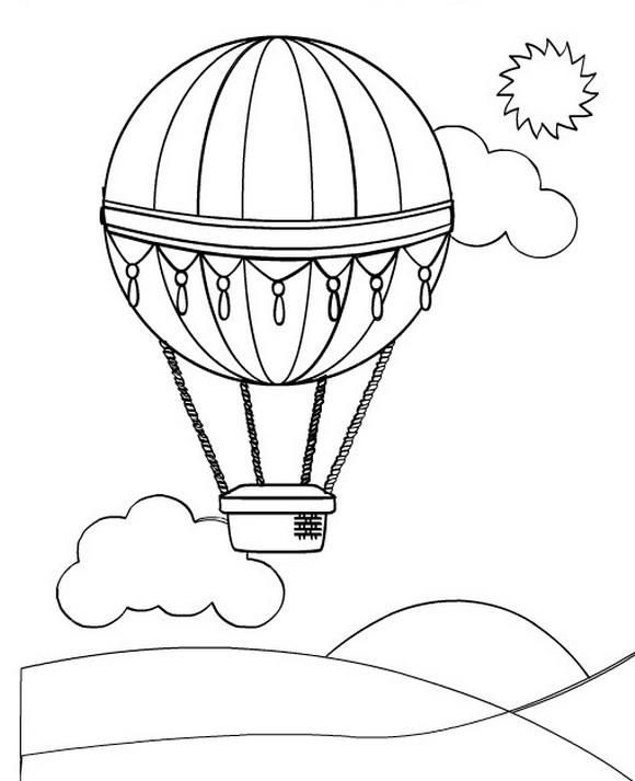 Print Luchtballonnen kleurplaat