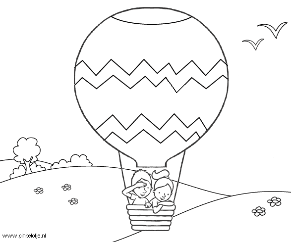 Print Luchtballonnen kleurplaat