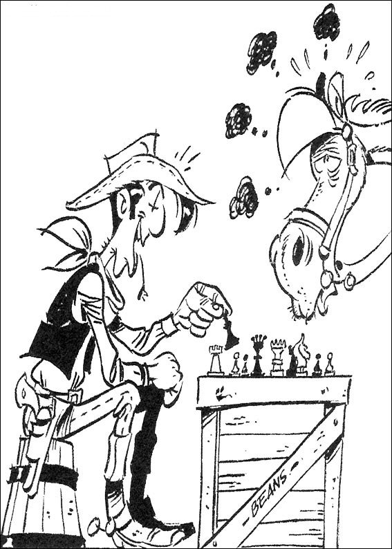 Print Lucky Luke schaakt met Jollie kleurplaat
