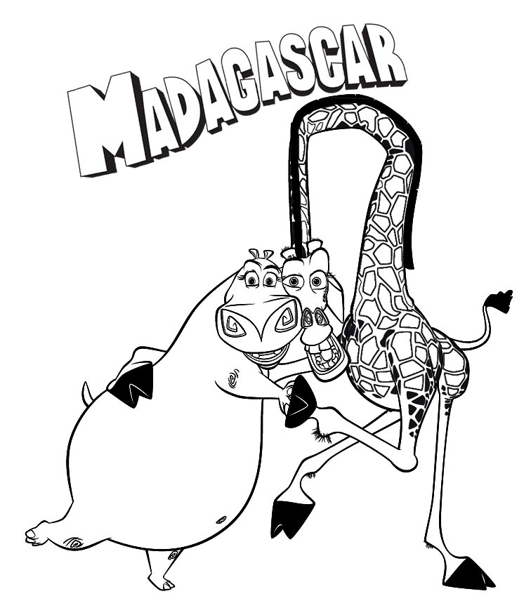 Print Madagascar kleurplaat