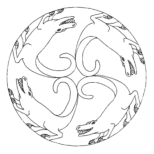 Mandala krokodillen, kleurplaat van Mandala dieren