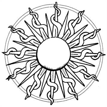 Mandala zon, kleurplaat van Mandala