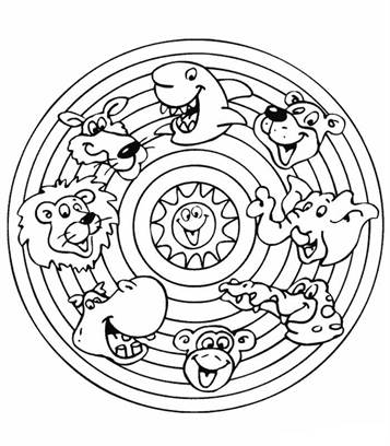Mandala dieren, kleurplaat van Mandala