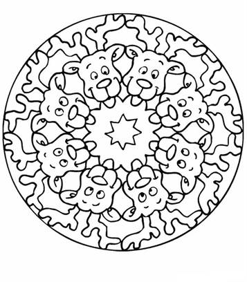 Mandala rendieren, kleurplaat van Mandala