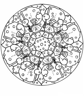 Mandala sneeuwpoppen, kleurplaat van Mandala