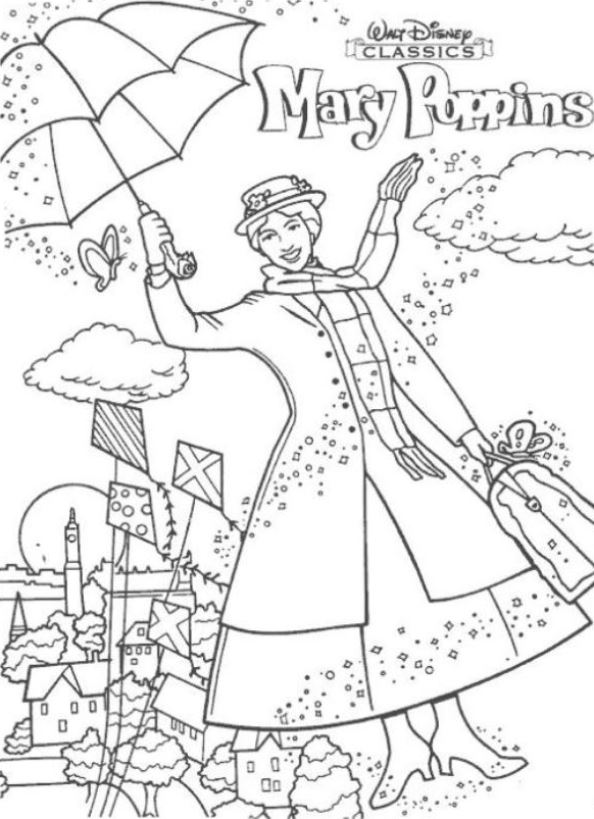 Print Mary Poppins kleurplaat