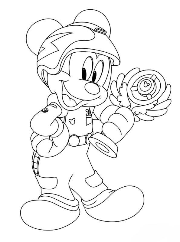 Mickey Mouse, kleurplaat van Mickey en de Roadster Racers