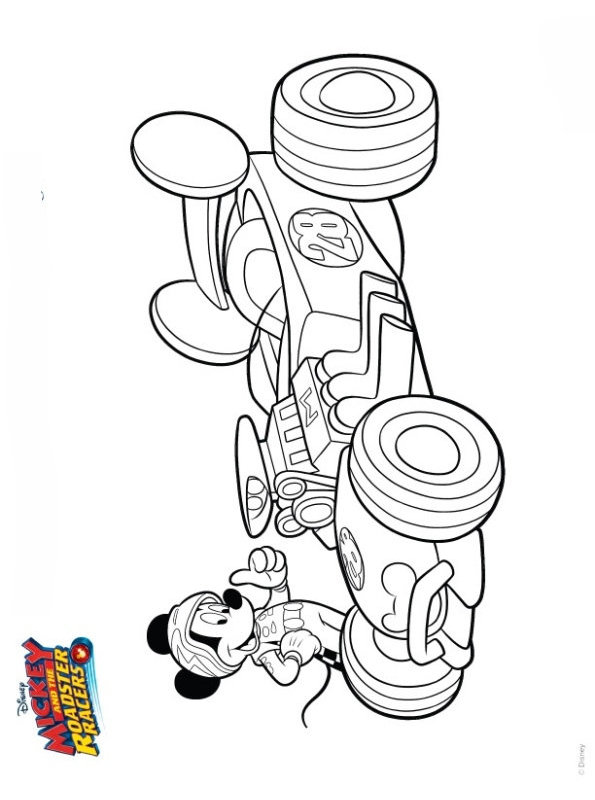 Mickey, kleurplaat van Mickey en de Roadster Racers