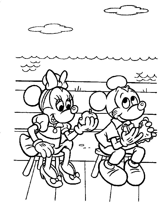 Print Mickey en Minnie op een cruise kleurplaat