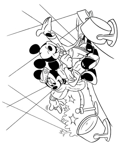 Print Mickey en Minnie op de rode loper kleurplaat