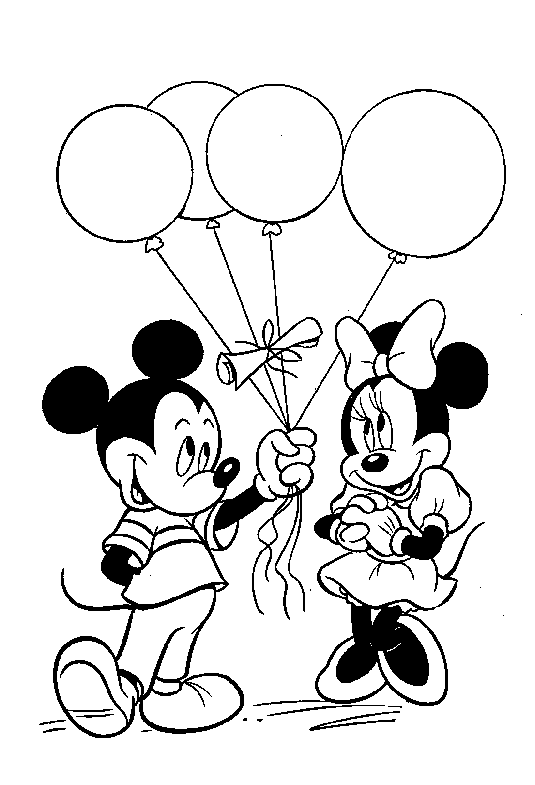 Print Mickey en Minnie kleurplaat