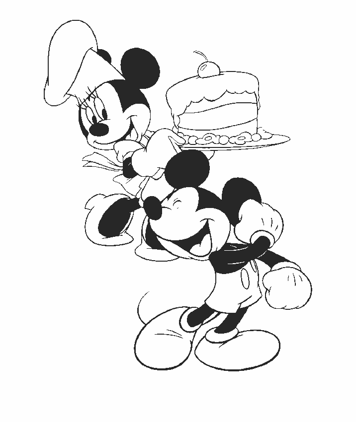Print Mickey en Minnie kleurplaat