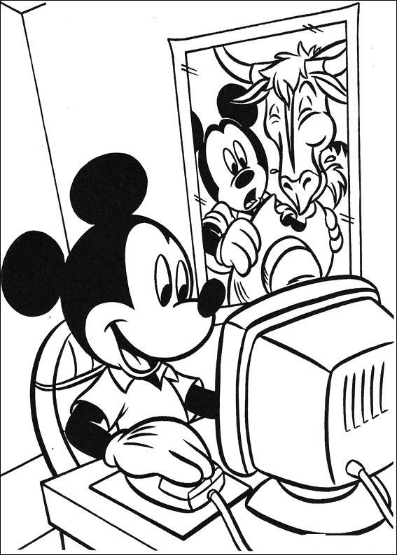 Print Mickey computert kleurplaat