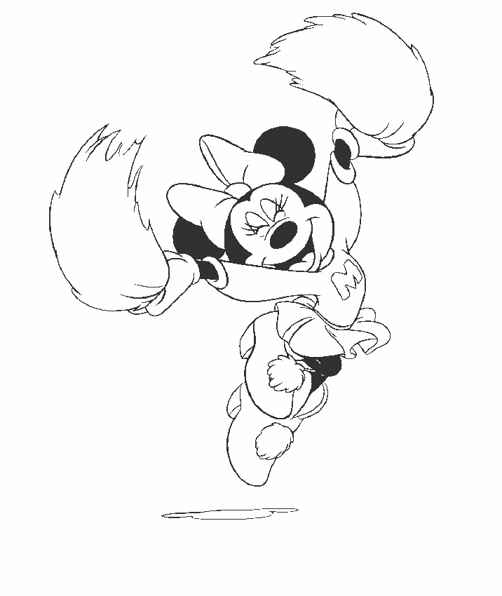 Print Minnie Mouse als cheerleader kleurplaat