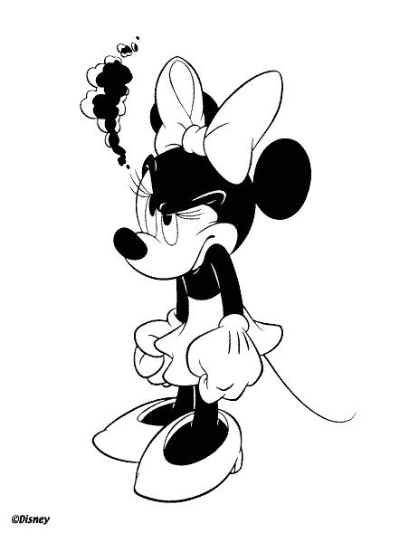 Print Minnie Mouse is boos kleurplaat