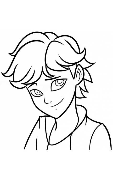 Adrien, kleurplaat van Miraculous Verhalen van Ladybug en Cat Noir