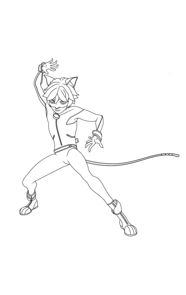 Cat Noir 2, kleurplaat van Miraculous Verhalen van Ladybug en Cat Noir